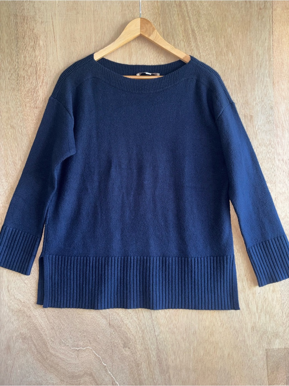 LOFT Navy Blue Oversized Cotton Blend Sweater Size Small